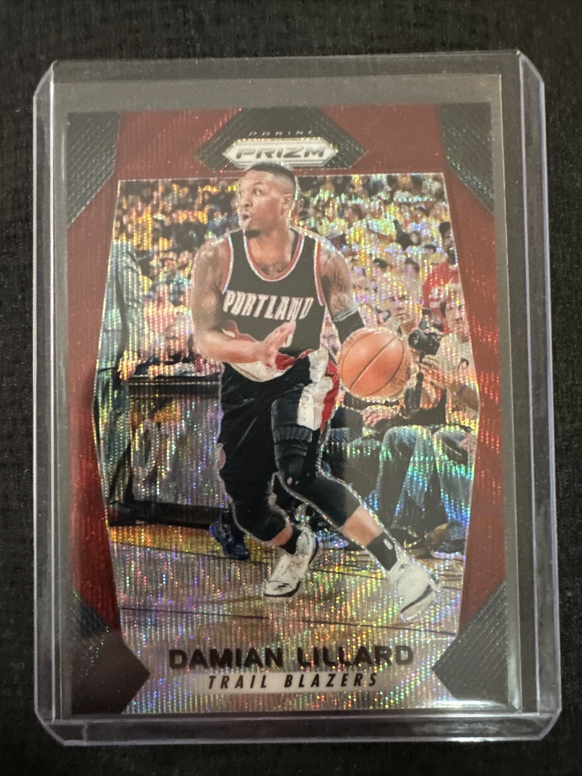 2017-18 Prizm Damian Lillard Ruby Wave Prizm #141 Portland Trailblazers