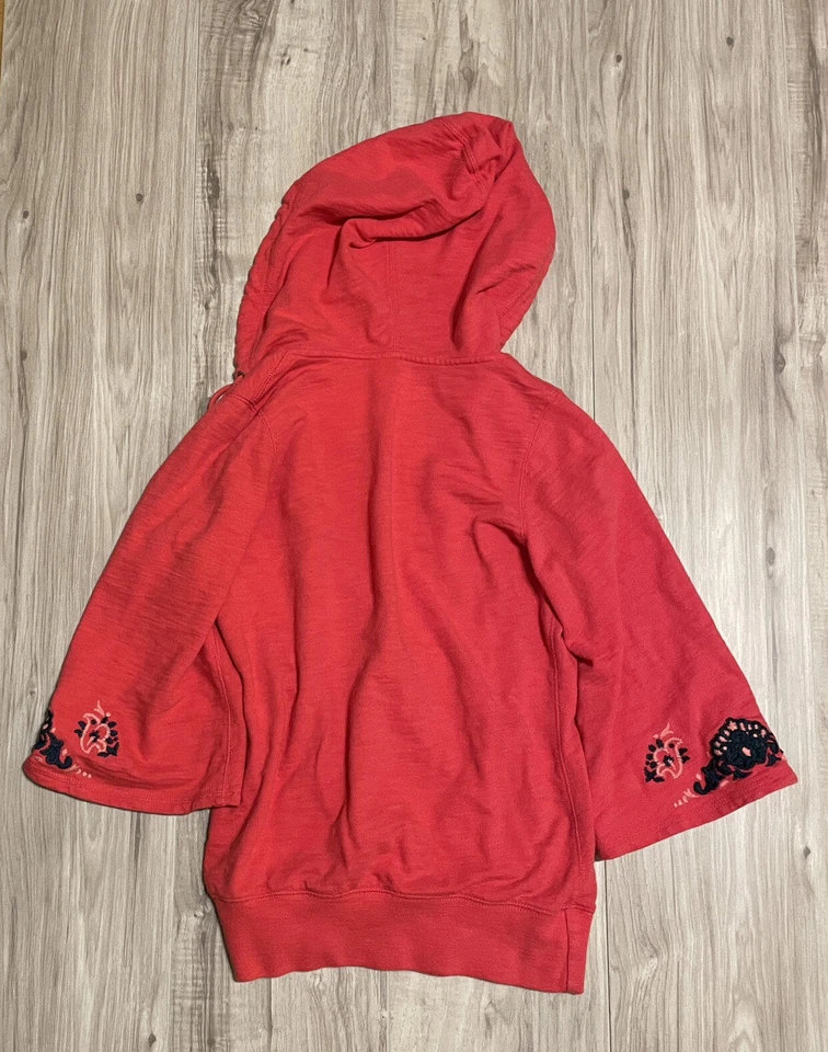 Lucky Brand Stylish Red Hoodie with Embroidery XS Girl - Image 3 of 4