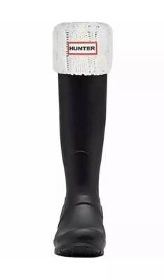 New! Hunter Original tall stitch cable knit boot socks Ivory XL natural