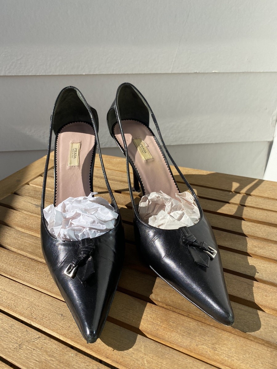 Prada Black Pointed Heels With Open Sides 39.5 | eBay Prada Black Pointed Heels With Open Sides 39.5 | eBay
