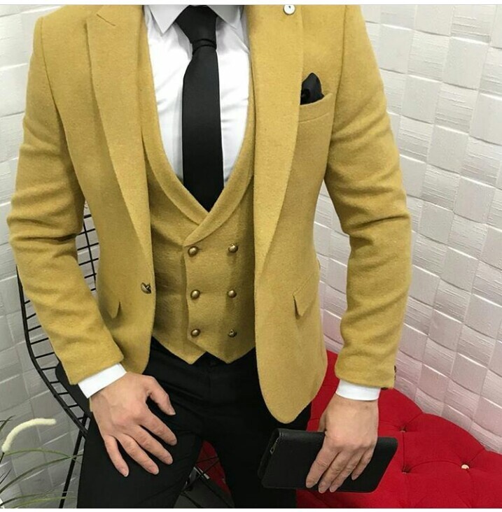 Tailored 3-Piece Men's Suit: Custom Wedding Tuxedo Coat Pants
