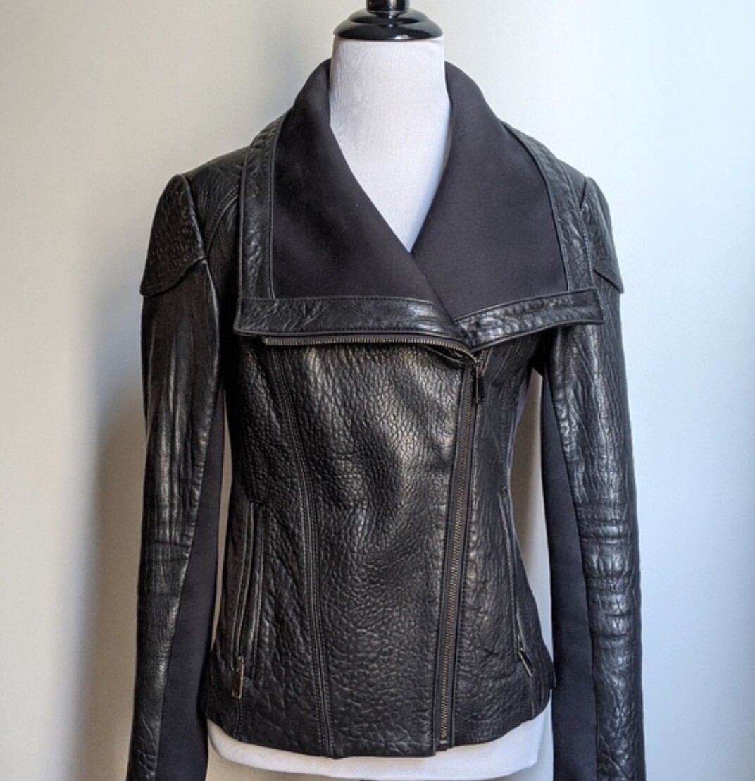 Barneys New York Womens Leather Jacket XS Gem