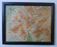 Snowdon and Surrounding Area - Framed Original 1952 Bartholomew Cloth Map 