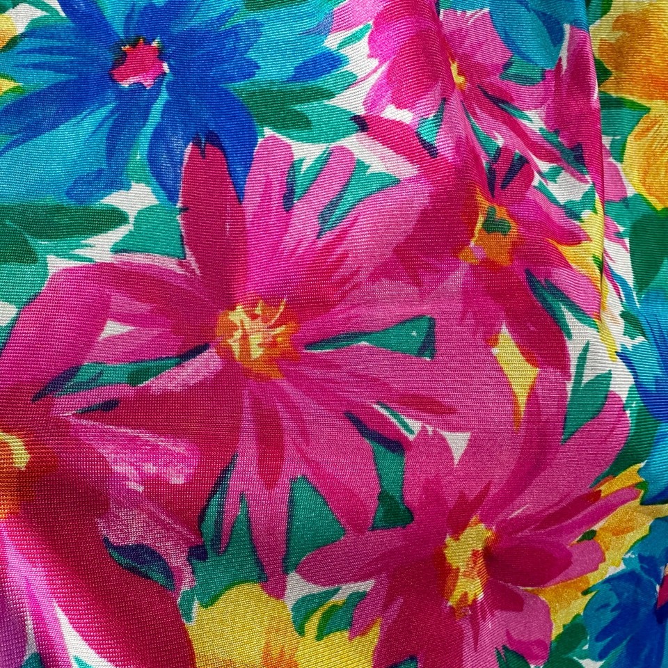 Vintage Woven Fabric Material Floral Groovy RETRO Flower Power