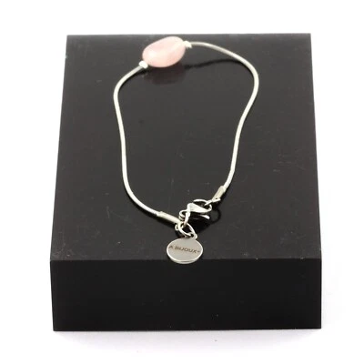 Bracelet en acier 1 Perle Quartz rose  5 mm-8 mm. Fabriqué en France - Photo 1/2