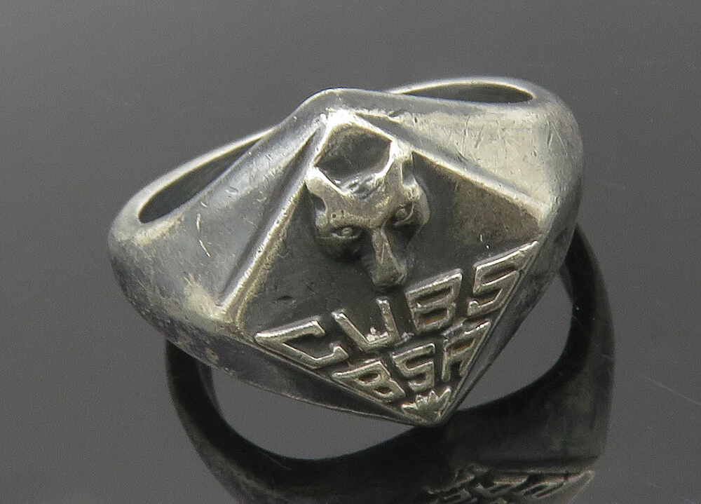 925 Sterling Silver Vintage Antique Boy Scouts Cubs Band Ring Sz