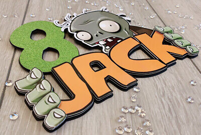 Plants vs Zombies Themed Cake Toppers Personalised With Name & Age