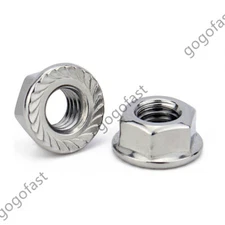 10pcs M8x1.0mm Thread 304 Stainless Steel Hex Flange Nuts Serrated Lock Nut M8