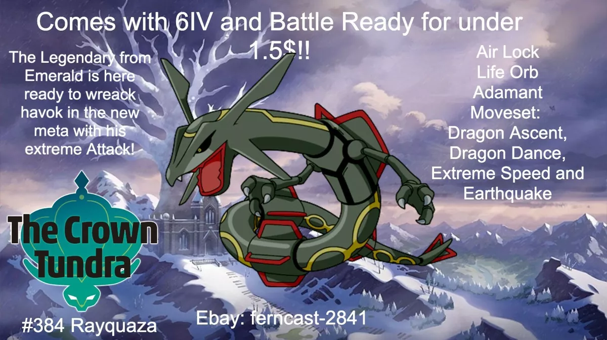 Pokemon Sword And Shield Shiny Rayquaza 6IV Battle Ready Fast Delivery