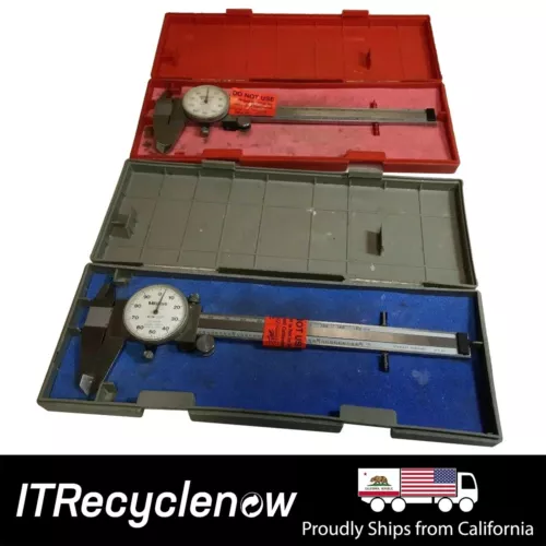 Set of 2x Mitutoyo Dial Caliper Shock Proof 6" PN: 505-637-50 w/ Plastic Case