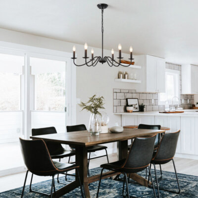 Black 6 Light Farmhouse Chandelier Rustic Lighting Modern Dining Room Fixture US