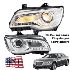 Fit 2011-2023 Chrysler 300 Headlights LED DRL Projector Lifetime Support Chrome