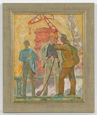Nikolai Gorshkov (b.1923) "Workers", Soviet Socialist Realism, Oil, 1967