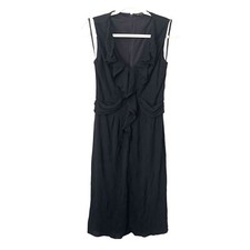 ELIE TAHARI Ruffled Mid-Length Classic Black Dress Sz6