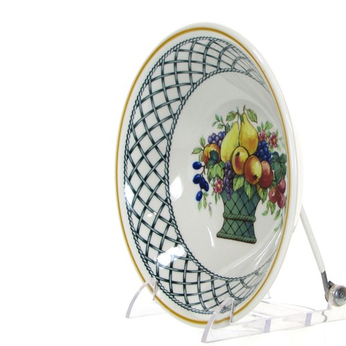 Villeroy & Boch BASKET 6" Soup Cereal 8oz Bowl Green Lattice Yellow Rim - Picture 4 of 12
