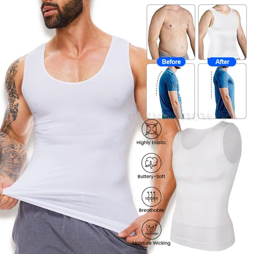 Hombres Camisa de Compresión Body Modelador Chaleco Vientre Pecho Elástico Modelador Prenda para el torso Ropa Interior - Imagen 1 de 22