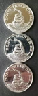 Lot of Three Money Metals Exchange 1oz Silver Don't Tread On Me Rounds