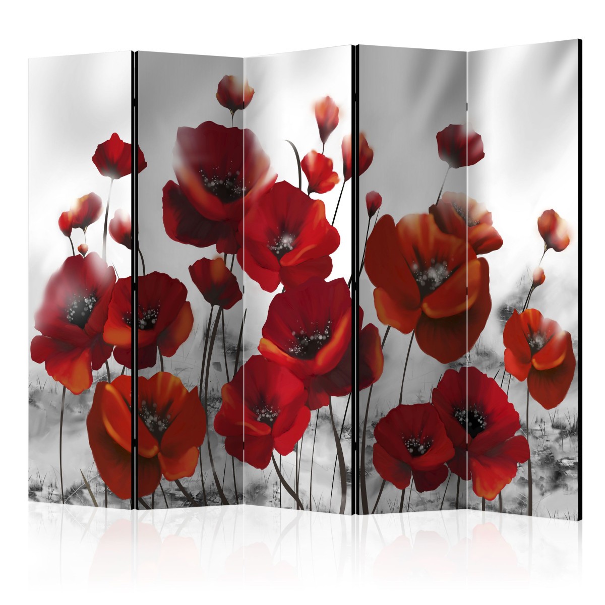 Grand paravent 5 volets Poppies in the Moonlight cloison amovible 172x225