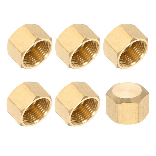 6Pcs 3/8" Brass Compression Cap Stop Valve Cap Hex Thread Pipe Fitting Tubing]