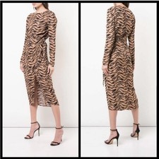 Reformation Maurita Raja tiger print brown black wrap front dress size 0