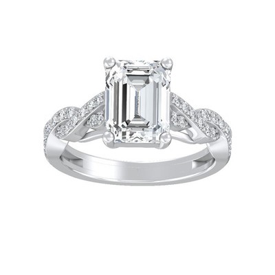 3.01Ct Lab Grown Diamond Double Twist Engagement Ring Size 7 14K White Gold