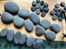 Natural Basalt Rocks, L 2"/3", M 1"/2", S 1/2" Set of 36, Hot Massage Stones