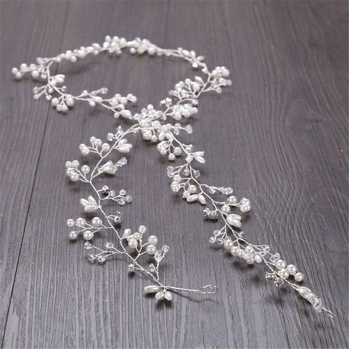 Jewelry Pearl Crystal Diamante Headband Bride Accessories Wedding Hair Vine - Picture 4 of 14