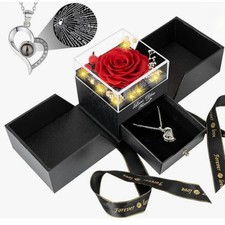 Preserved Rose with Necklace -Eternal Rose - Unique Gift for Mom Wife Girlfri...