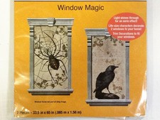 Spooky Village Halloween Decor Window Magic 2 Pieces Spider and Raven 33.5x65 in