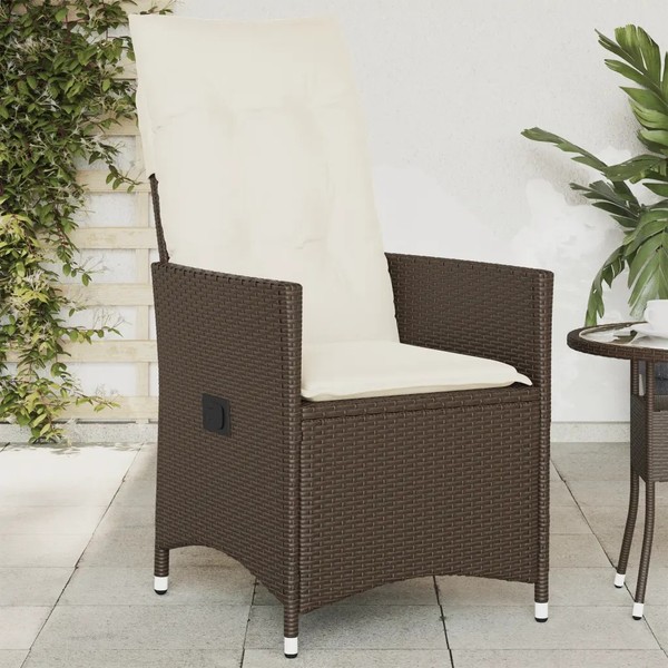 Verstellbarer Gartensessel Aus Poly Rattan In Braun Mit Kissen-image