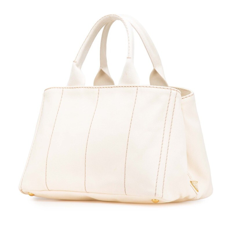 Prada Canapa M Handbag Tote Bag BN1877 Ivory Canvas Ladies PRADA Used from japan thumbnail 2