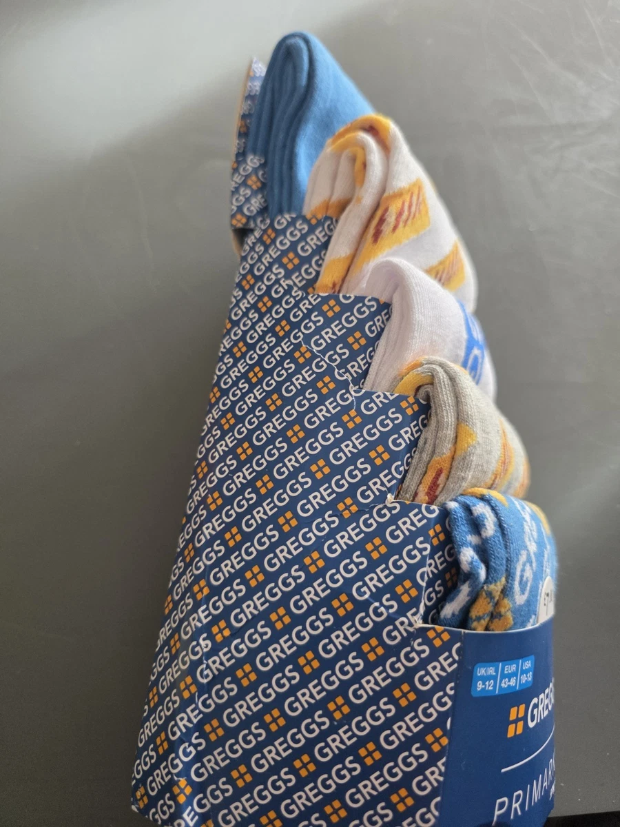 Paquete de 5 calcetines Primark Greggs para hombre de novedad multicolores talla 9-11