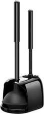 Toilet Brush and Plunger Set Heavy Duty Hidden Holder Bathroom Cleaner Black