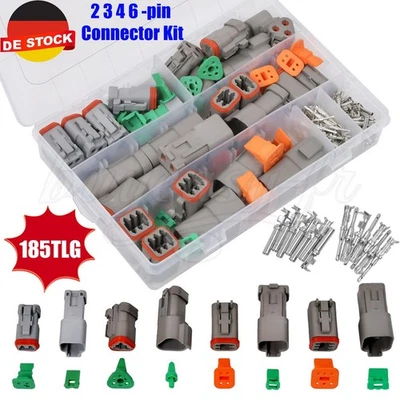 ISWEES 185x Deutsch DT 2/3/4/6 Polig Steckverbinder Buchse KFZ Stecker Wasserdicht Set