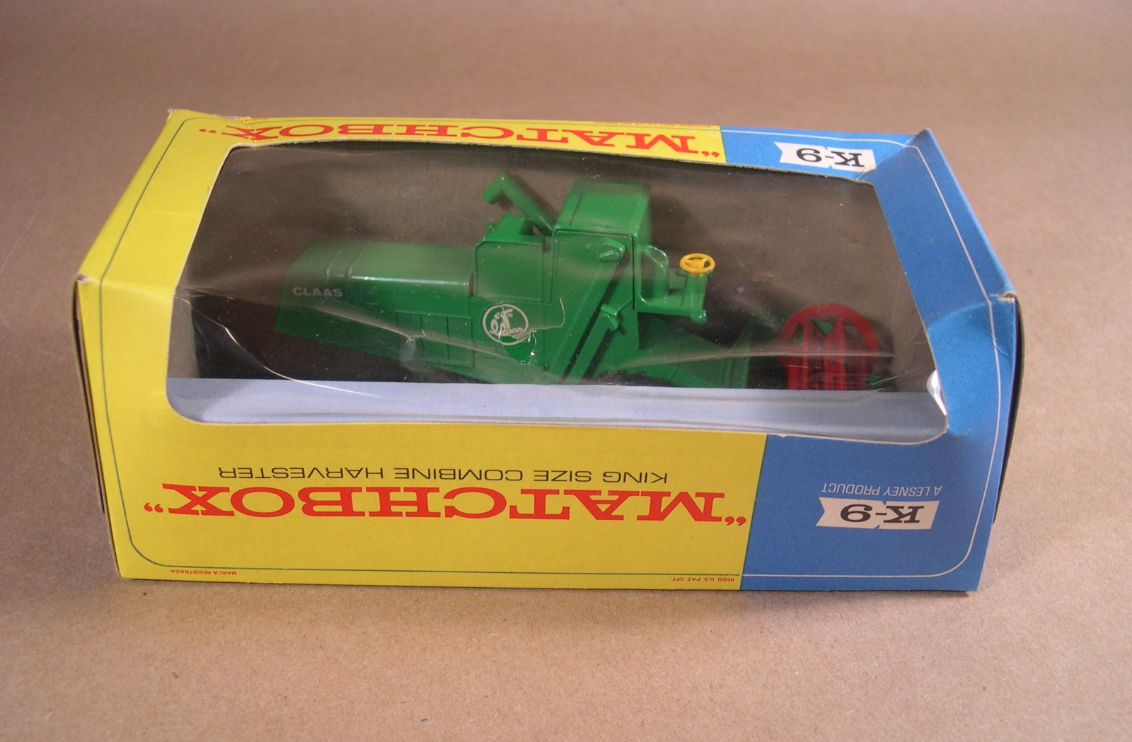 Vintage Matchbox Lesney K-9 King Size Combine Harvester Green Diecast with Box