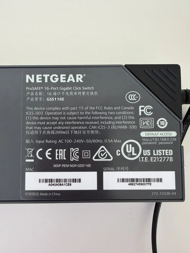 Netgear GSS116E Netgear ProSAFE GSS116E 16-Port Gigabit Click Switch -Inc VAT - Image 4 of 4