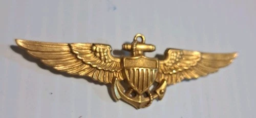 VINTAGE WW2 ? ERA US MILITARY NAVY  AIRMAN'S WINGS 1/20TH GOLD FILLED