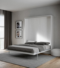 Letto a Scomparsa Verticale Aretusa, 160 cm, Bianco Frassino, Salvaspazio