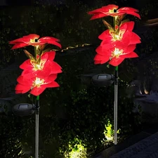 2Pack Solar Christmas Flower Lights Outdoor Garden Lawn Stake Lamp Pathway Decor