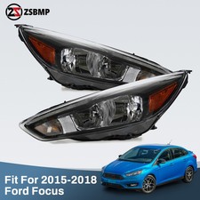 Upgrade Halogen Headlights For 2015-2018 Ford Focus Black W/ LED DRL Left+Right