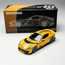 TOC 1/64 Scale Ferrari 812 Competizione Yellow Diecast Car Model Toy Gift