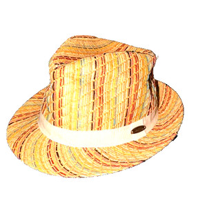 Panama Jack Straw Fedora Hat Multicolored Rainbow Stripe Beach Travel One Size
