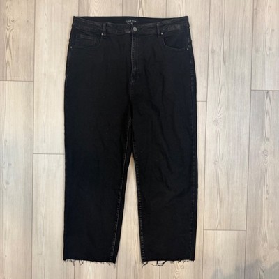 Risen Jeans Womens 3XL Black High Rise Straight Leg Raw Hem Denim RDP5004X