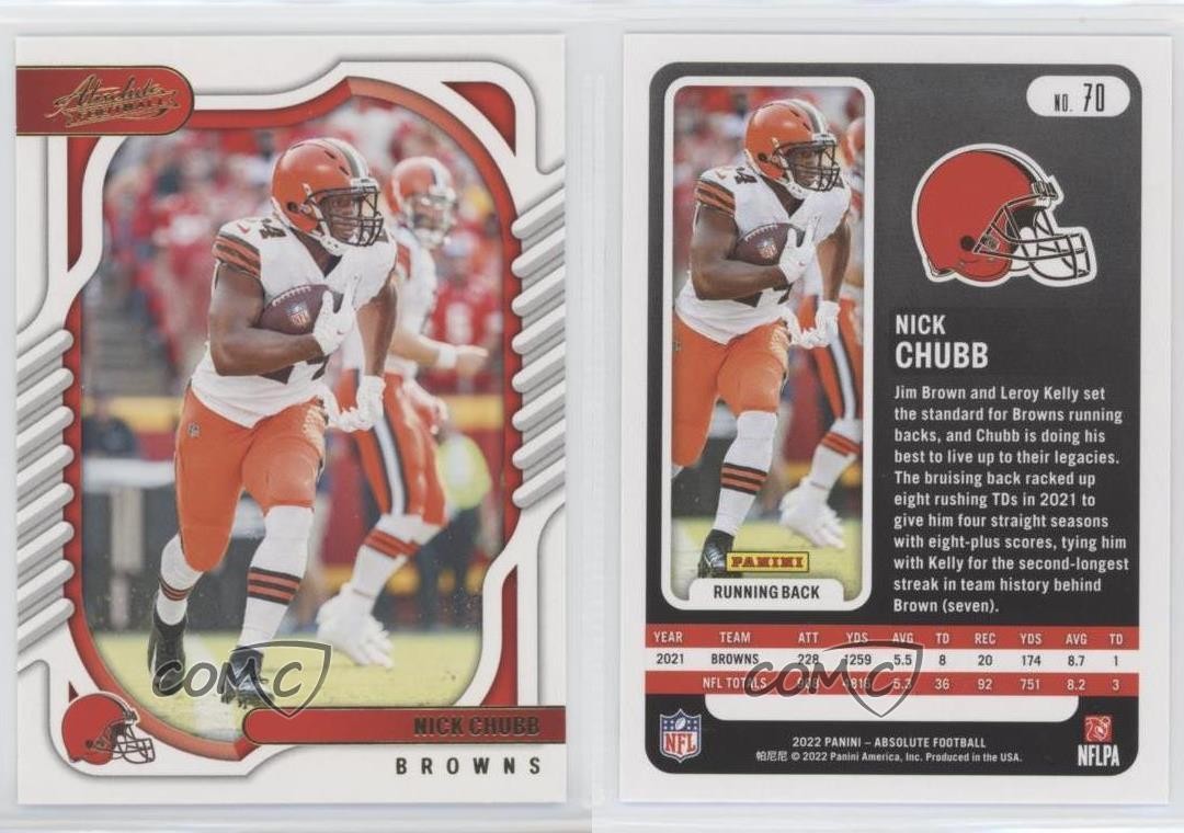 2022 Panini Absolute Yellow Nick Chubb #70 13h3