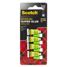 Scotch Super Glue Gel, 4-Pack of Single-Use Tubes, .017 1-Pack, Transparent