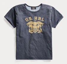 Double RL RRL Ralph Lauren Naval Artwork Graphic Reversible Jersey Tshirt Tee