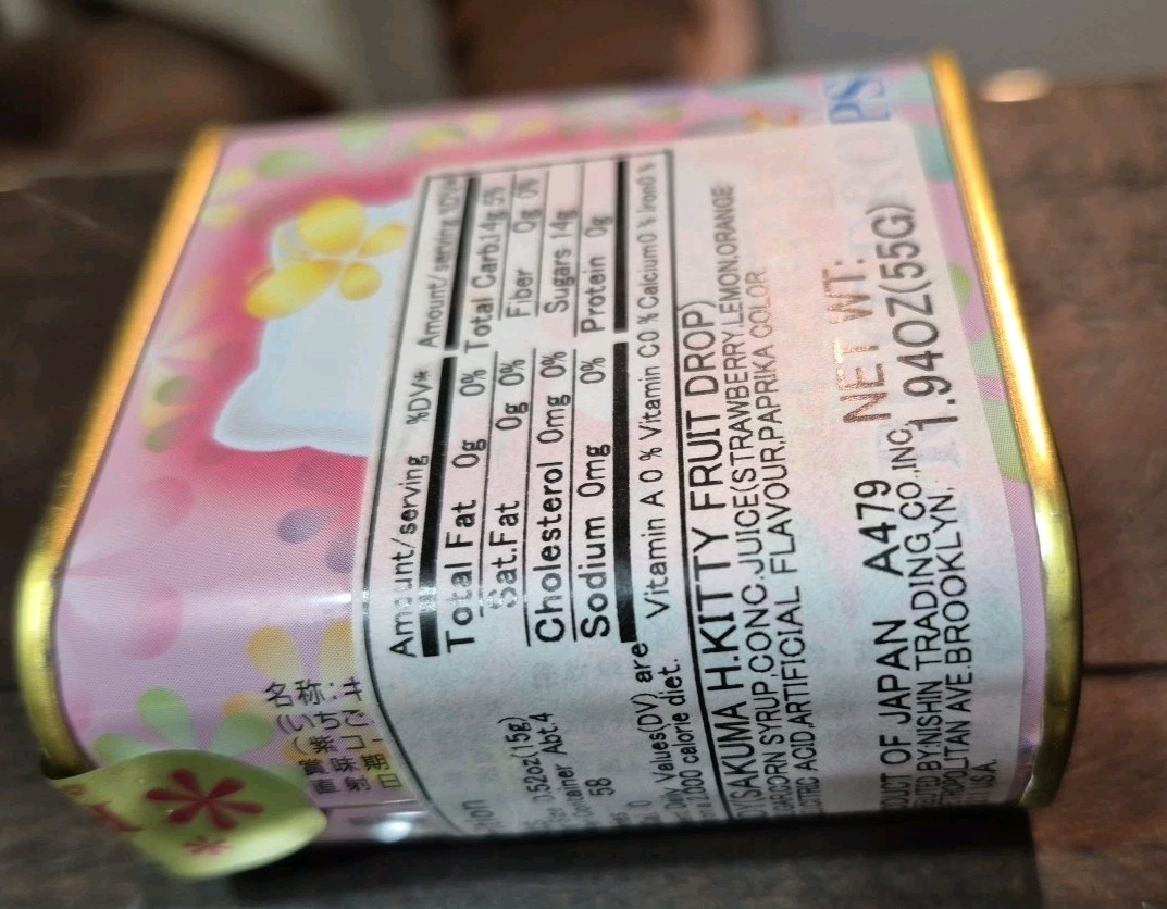 Sakuma Confectionery Hello Kitty Tin Canister Fruit Drop Candy