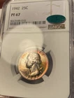 1942 Washington Quarter NGC PF67 CAC Rainbow Toned Gem Proof PR67