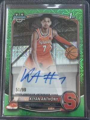 KIYAN ANTHONY AUTO 202526 Bowman Chrome Prospect Auto 99 Green Mojo Syra G2U