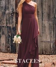 Stacees One Shoulder Chiffon Long Formal Dress Womens 2 Cabernet Front Slit